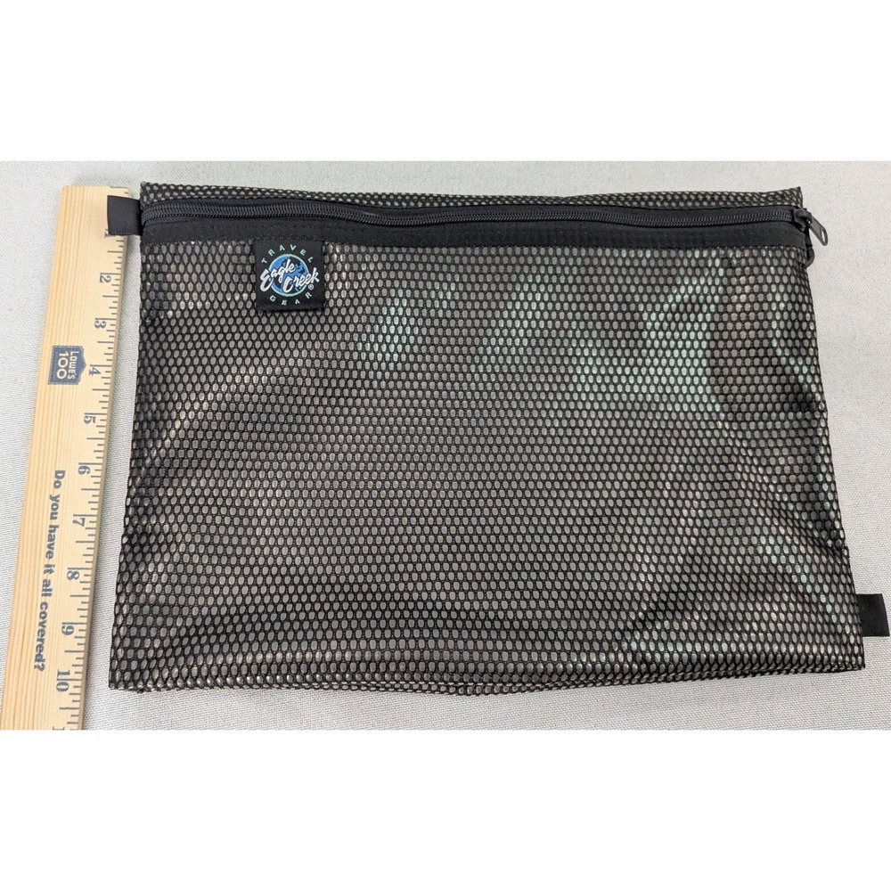 Eagle Creek Travel Organizer Pouches Set of 3 Black Mesh Excellent Zipper Clips - Picture 5 of 11